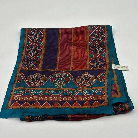 VTG Adrienne Vittadini 100% Silk Floral Scarf 11"x53"Japan - Picture 1 of 7